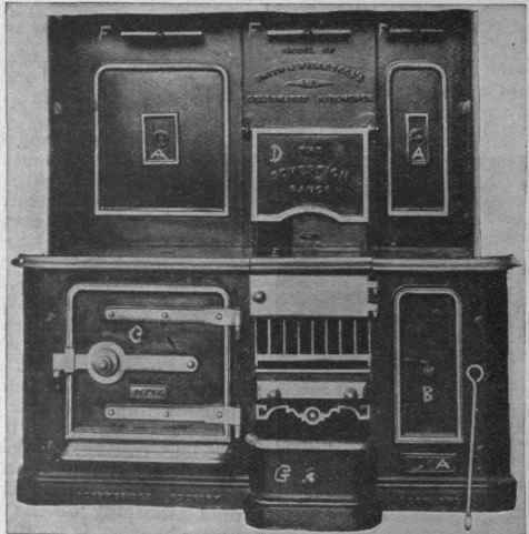 Fig 1. A closed range. A. Removable doors into flue passages through which the flues are swept