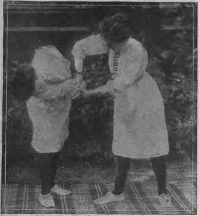 Fig. 2. Bending an opponent's wrist forcibly forward and sidewavs to the ground