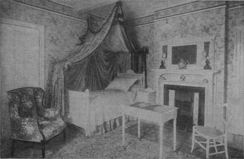 Fig, 3. A French scheme for the hangings of a bedstead placed in the corner of a room. This scheme is both simple and novel in design Messrs
