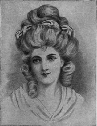 Fig. 6. Romney's portrait of Miss Benedetta Ramus illustrates the use of a ribbon sustained plait, and short, wide formal curls headdress one of the three Ladies Waldegrave in Sir Joshua