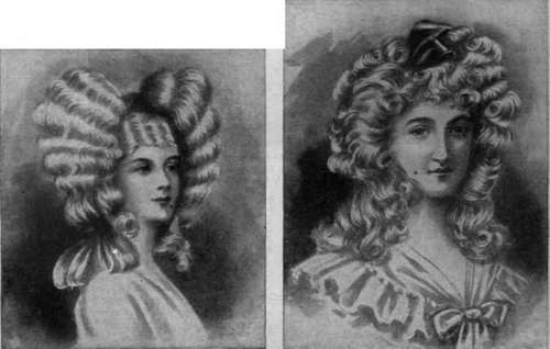 Figs. 2 and 3. An excellent contrast is afforded in the stiff arrangement of one of George Morland's ladies and the tumbled negligence pictured in Gainsborough's