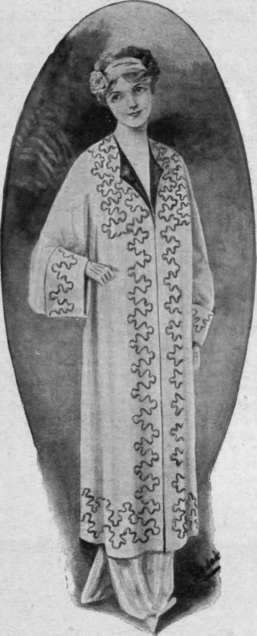 Finished sketch of wrap shown in Diagram 1, with the neck point of the shoulder touching the  shoulder line,  and the  front  straight down about one inch from the selvedge.