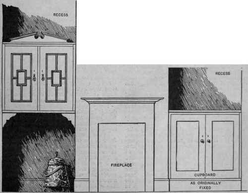 How the plain cupboards, often fitted each side of the fireplace, may be improved as shown by that on the left hand side of the picture