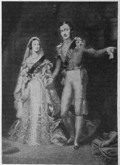 Queen Victoria and the Prince Consort as they appeared at Buckingham Palace after the marriage ceremony From a drawing by F