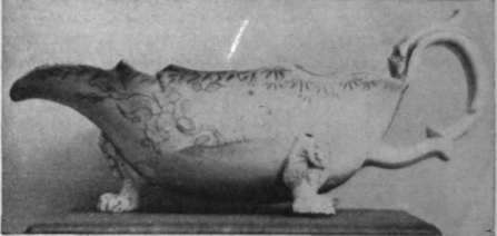 Sauceboat of Bow porcelain, decorated in blue underglaze. The decoration on such pieces has often the appearance of being hastily executed, probably owing to the scarcity of artists available at the time