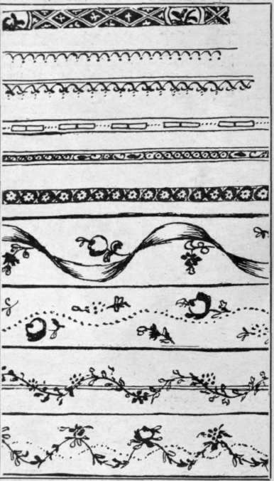 Some examples of borders found upon Lowestoft porcelain. The  rose  appears upon most pieces painted with floral designs identification of blue and white Lowestoft, as they are known to have been used at this factory.