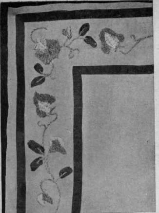 Table centre, the small corner worked in mauve, with narrow sprays in continuous line for the border