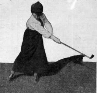 The finish of the swing for the run up shot