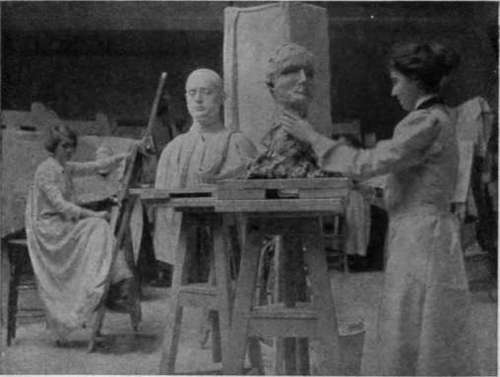 The sculpture room at the London County Council Central School of Arts and Crafts