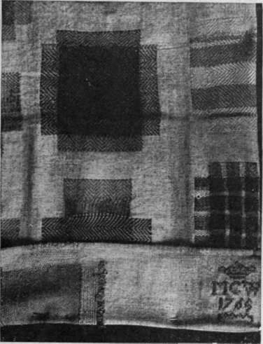 Darning sampler (date 1765) showing patterns suitable for mending