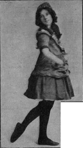 Fig. 2. Toe and heel. At the first beat the dancer puts her right toe on the ground, and her heel at beat two, at the same time turning her right shoulder well forward, and looking backwards at her foot