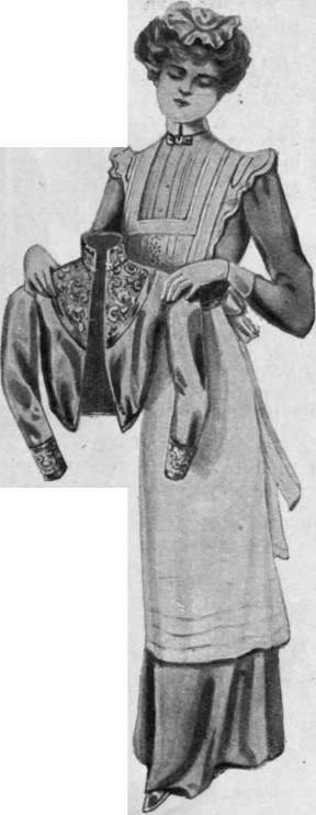 Fig. 4. The only correct way to fold a bodice. Take the bodice at the shoulders, holding the sleeves together at the shoulder seams