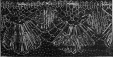 Gold lace of simple torchon pattern. Such designs are much used for gold laces, as the metal is not so easily worked as the linen thread