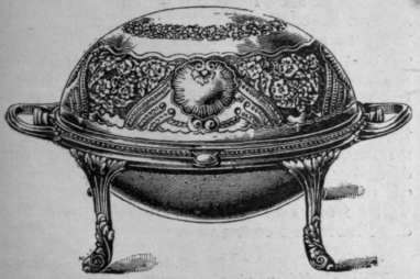 Revolving breakfast dish which makes an excellent soup tureen for dinner in the garden