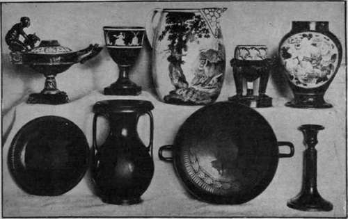 Some beautiful examples of Swansea Etruscan and other vases