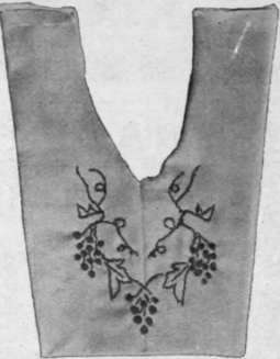 The grape pattern in which the grapes are worked solid. The leaves, being large, are better worked in outline only