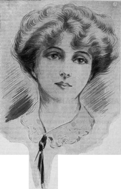A characteristic and becoming coiffure for a debutante (front view). It combines youthful simplicity and graceful softness of effect