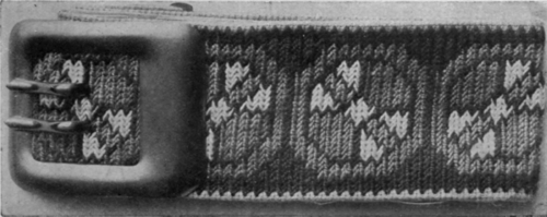 A charming belt in tent stitch on fine ecru Java canvas, worked in Oriental shades of colour. The belt should be lined and mounted with a handsome buckle