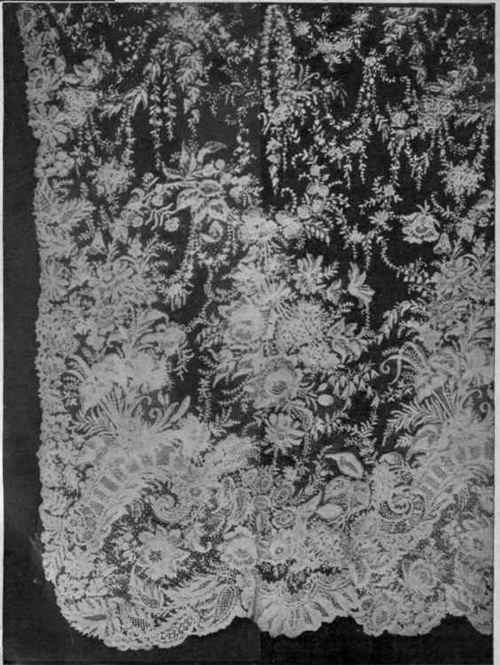 A marvellcus piece of needle point lace, of superb execution and intricate pattern