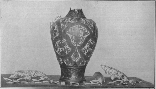 A valuable china vase as it reached the china repairer