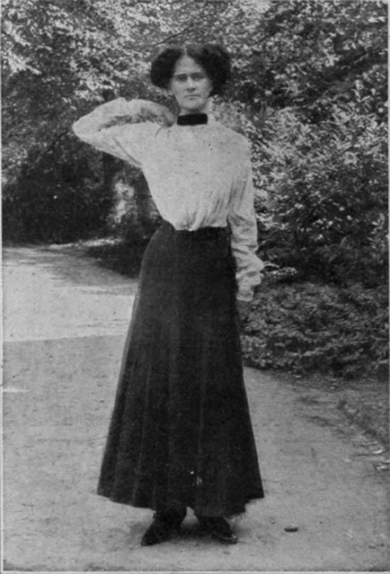Fig. 1. How to begin the exercise. Stand with the right fist in the hollow of the right shoulder and the left arm hanging by the side