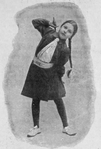 Fig. 2. Exercise 5, positions 3 and 4. Wand obliquely across the back. Left arm down. Bend trunk to left