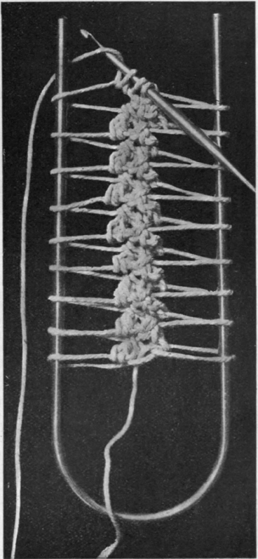 Fig. 2. Treble hairpin stitch, giving a substantial centre to the