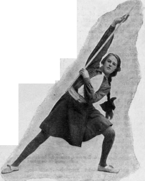 Fig. 5. Exercise 4: Wand vertical on the right, trunk bent to the left. This illustration shows the side lunge, but the position of the wand is different