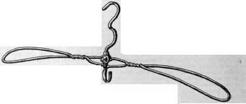 Folding metal dress hanger, with hook for skirt, a space saving device for a wardrobe