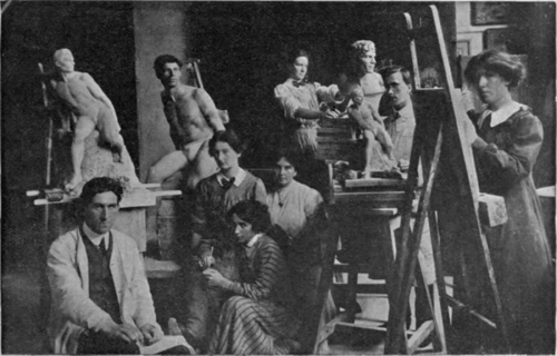 In the life modelling rcom. Modelling and painting from the full length nude figure are special features of the Dublin Metropolitan