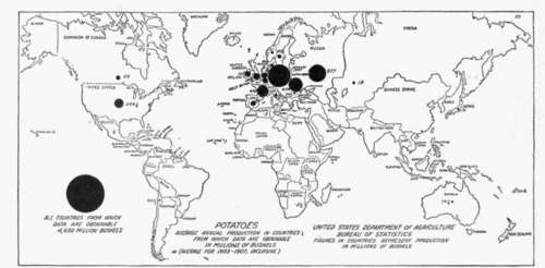 Map showing production of potatoes in the world