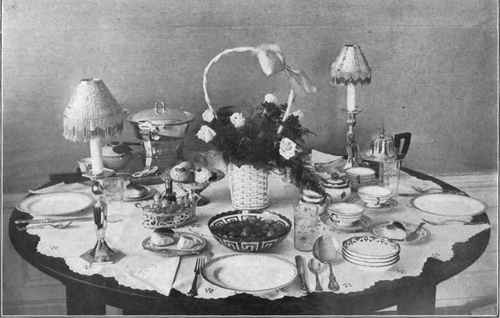 Table Set For Informal Chafing Dish Supper