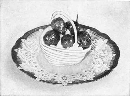 Candy Basket Filled with Glaced Strawberries.