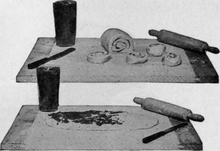Peanut Butter Pinwheels in Process of Making. Rolling and Cutting the Dough.