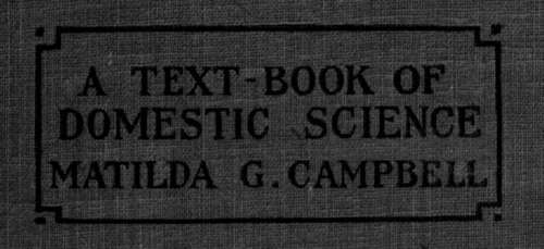 A Textbook Of Domestic Science