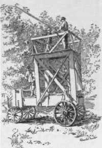 Square tower, giving more working space for the nozzle men than the conical form.