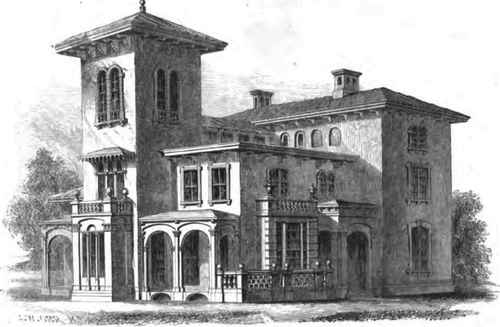 VIEW OF A SUBURBAN VILLA.