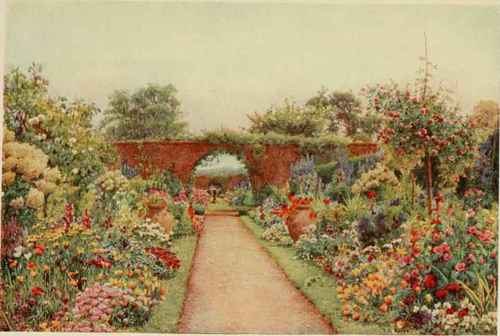 Herbaceous Borders, with Roses, at Harleyford Manor, Marlow.