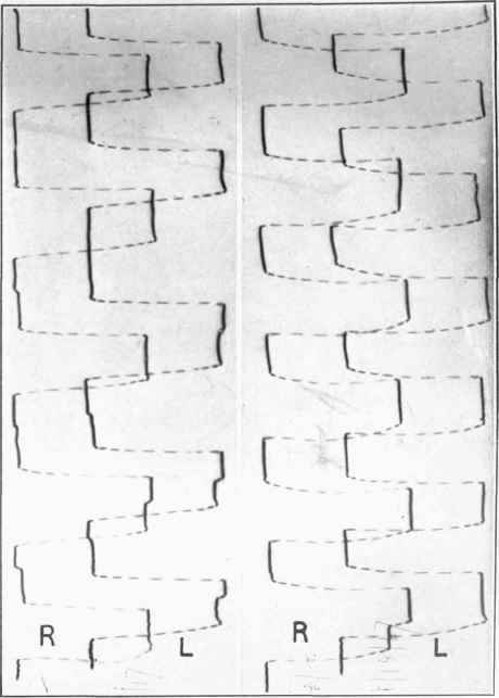 Sample eye movement records, unretoucbed, reproduced nearly full size from contact prints of the original plates.