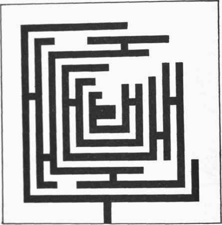The form of the right angle maze. The subject began in the center and worked outward on the black pattern.