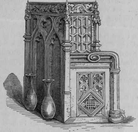 'Cottage' pianoforte, with decorated back.