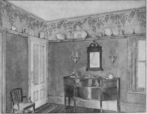 A Wisteria Stencil Used on Both Frieze and Curtain.