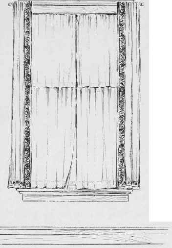 Over draperies are Made from Casement Cloth with a Stenciled Border.
