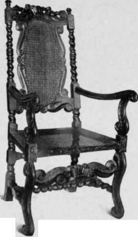 Cane Chair, scroll legs, last quarter seventeenth century.
