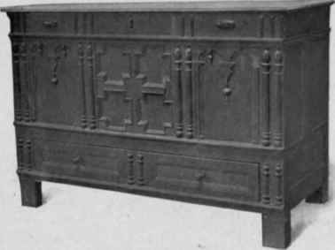 Oak Chest with one drawer, about 1675.