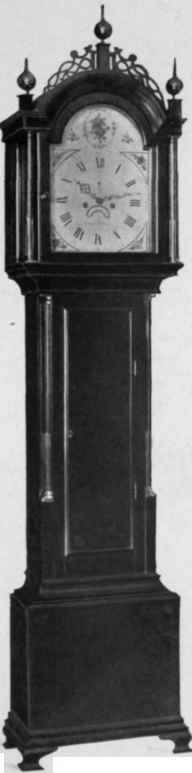 Tall Clock with painted face, about 1800.