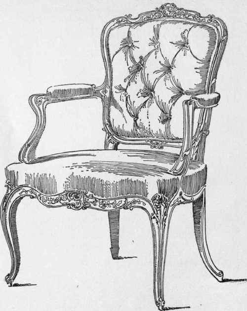 PEN AND INK SKETCH OF A LOUIS XV. CHAIR.
