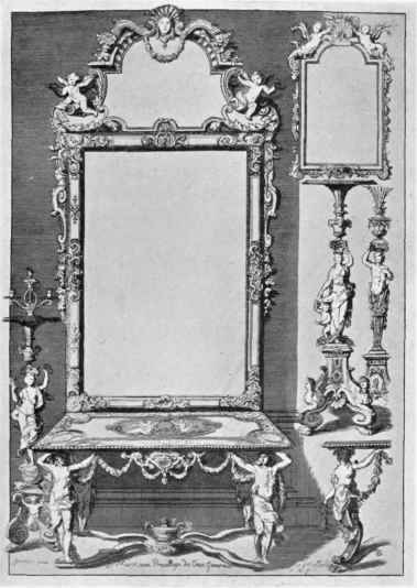 PLATE LI.   Mirrors, Console Table and Candlestands, by Marot.