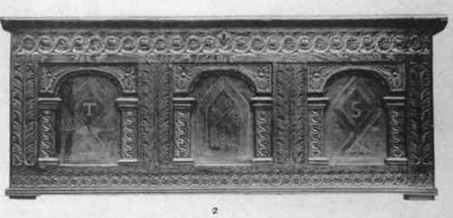 1 Inlaid Oak Chest Early 17th Century 2 Oak Chest, Inlaid With Geometrical Marquetry About 1600