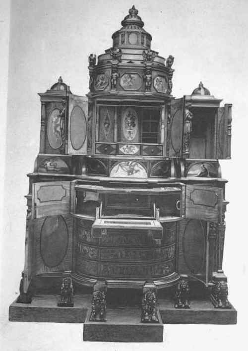 Cabinet, Satinwood, Veneered, With Paintings